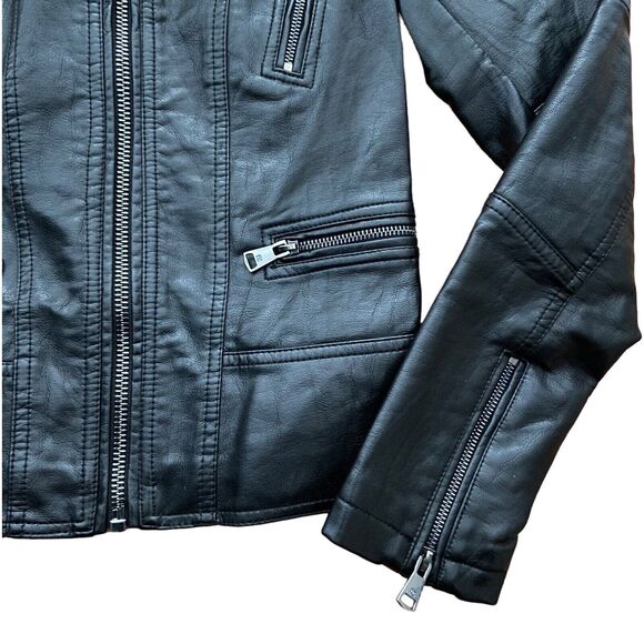 Kenneth Cole New York Moto Jacket Women’s Size XS Black Faux Leather New - Picture 3 of 11